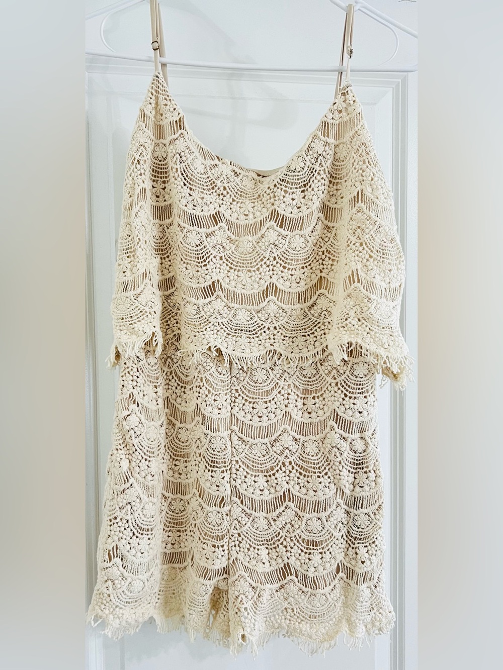Women’s Cream Crochet Lace Romper